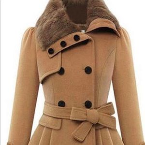 Doubled breasted wool trench coat, fully lined. Very cute and warm!